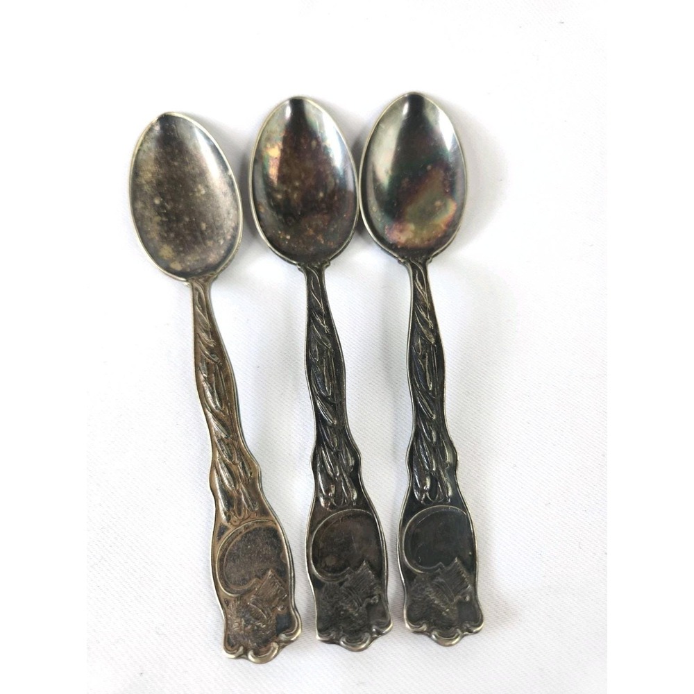 3 VTG MOTHERS SILVERPLATED SPOONS Flatware Wheat Harvest Thanksgiving Sickle